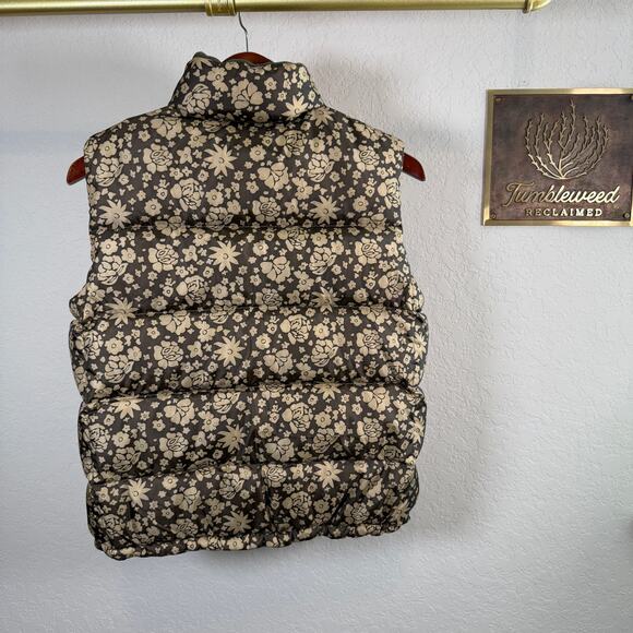 Women's Polo Jeans Co. Ralph Lauren Green Floral Zip Front Puffer Vest Size S - Picture 6 of 8
